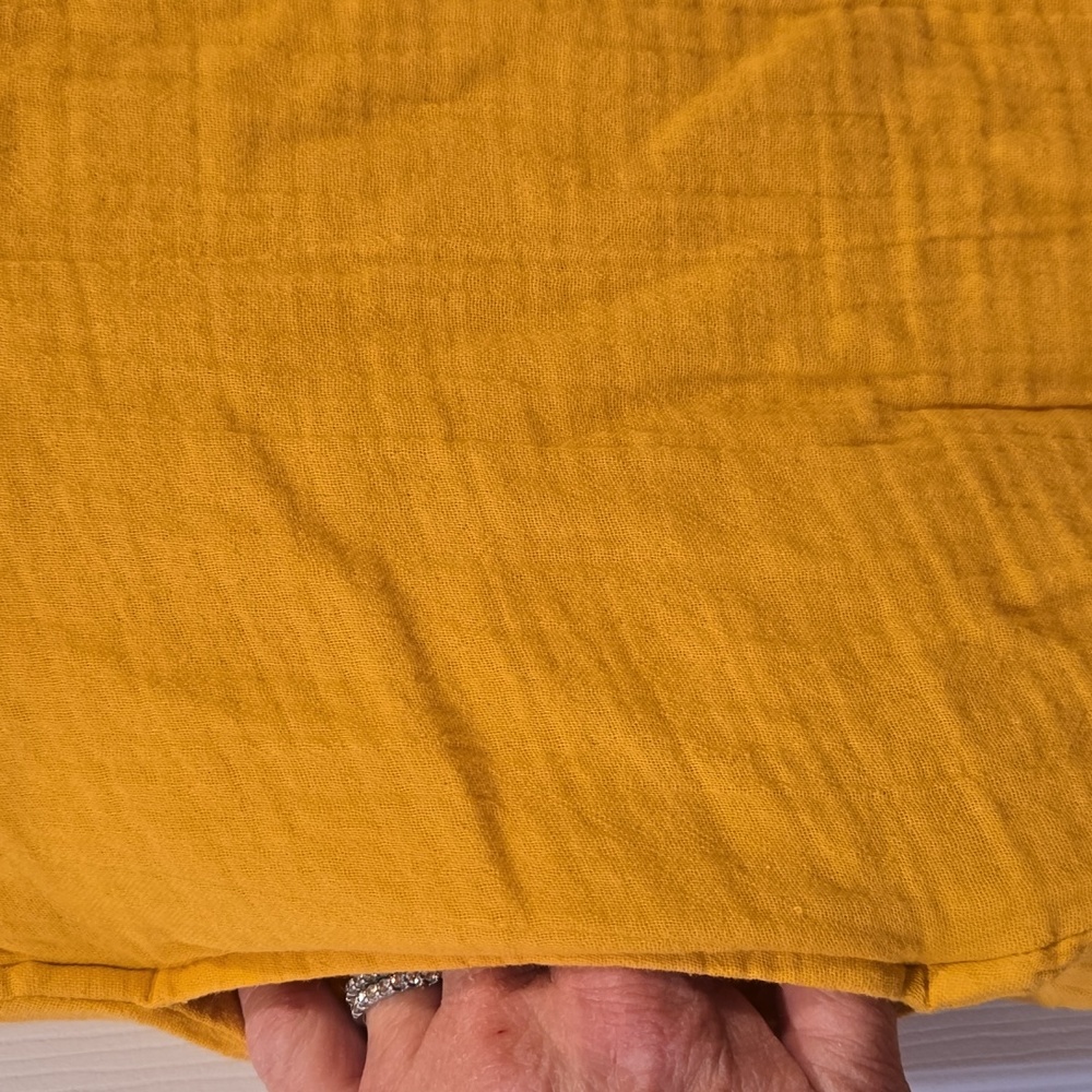 Eileen Fisher Yellow Cap Sleeve Dress, Pockets, Fringe Bottom, Fits Up To 1x - Picture 3 of 9